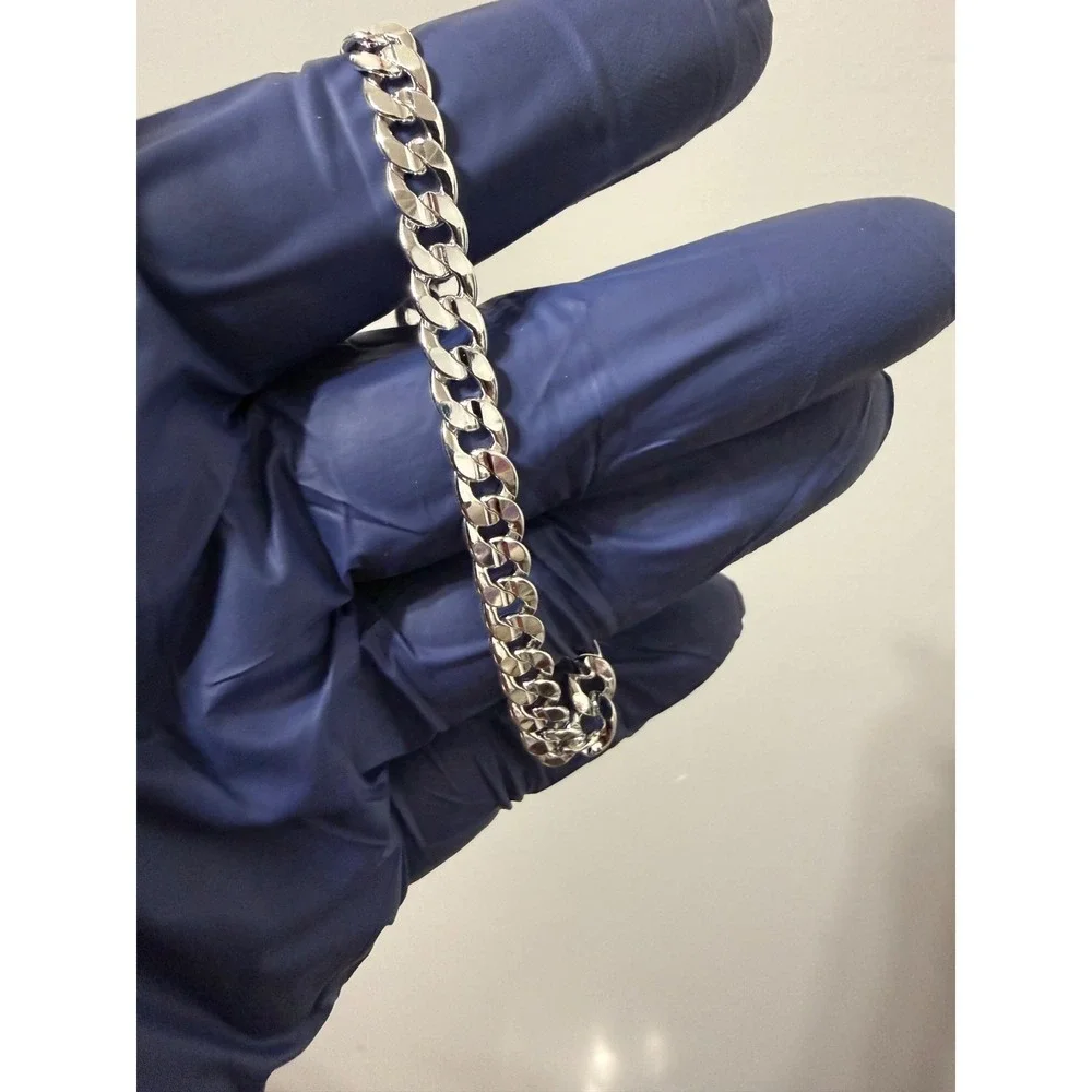 Silver filled concave cuban bracelet 925 stamped 8 inch 6.5mm lobster clasp
